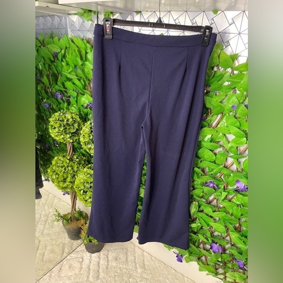 SHEIN Modely Pearls Beaded Split Hem Navy Flare Leg Pants Women’s Large 8/10 - Picture 7 of 14